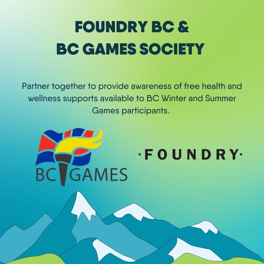BC-Games-Society-x-Foundry-BC- Foundry BC and BC Games Society partner together to provide awareness of free health and wellness supports available to BC Winter and Summer Games participants.