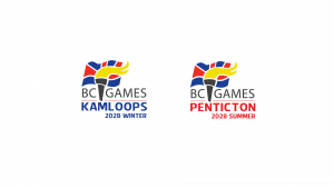 Logos for the Kamloops 2028 BC Winter Games and Penticton 2028 BC Summer Games.