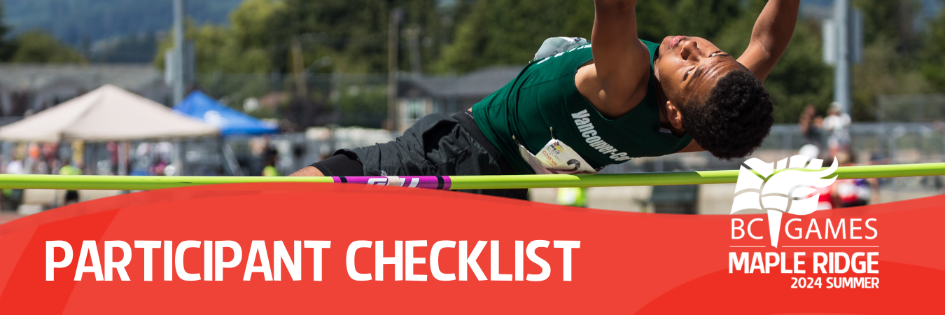 Banner graphic featuring high jumper and the title, "Participant Checklist"