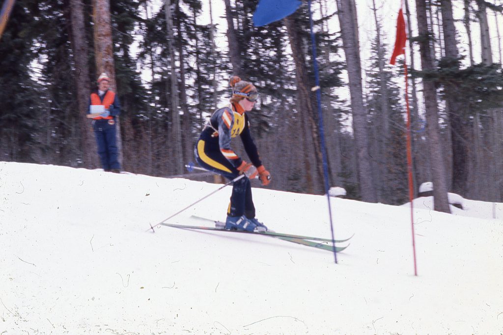Alpine skiier at the Kamloops 1978 BC Winter Games