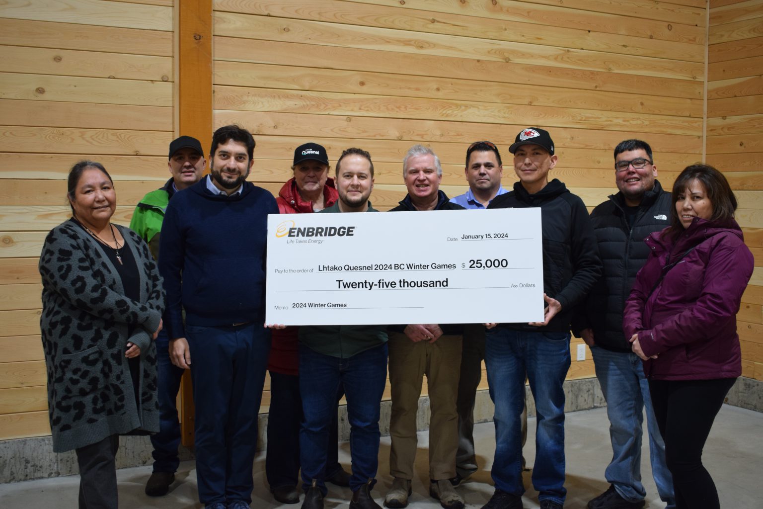 Enbridge donates 25k and calls for Lhtako Quesnel 2024 BC Winter Games